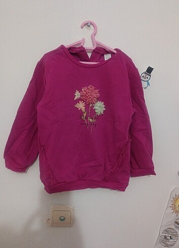 Kız çocuk fuşya pembe kışlık sweatshirt