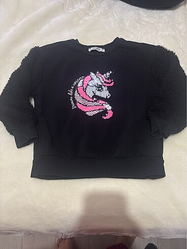 Kız çocuk siyah unicorn sweetshirt