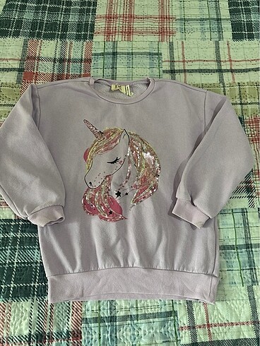 Kız çocuk unicorn pullu sweatshirt