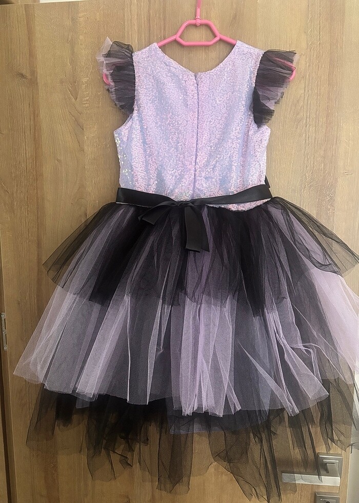 Kuromi karakterli payet işlemeli abiye çocuk elbise - Görsel 4