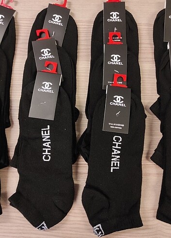 Chanel dikişsiz siyah 12li unisex çorap 