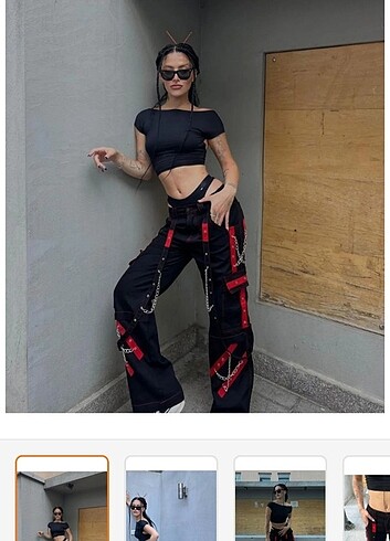 y2k baggy zincir ip detaylı kargo pantolon