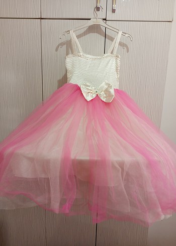 Kız Çocuk Pembe Dantel Detaylı elbise - Görsel 4