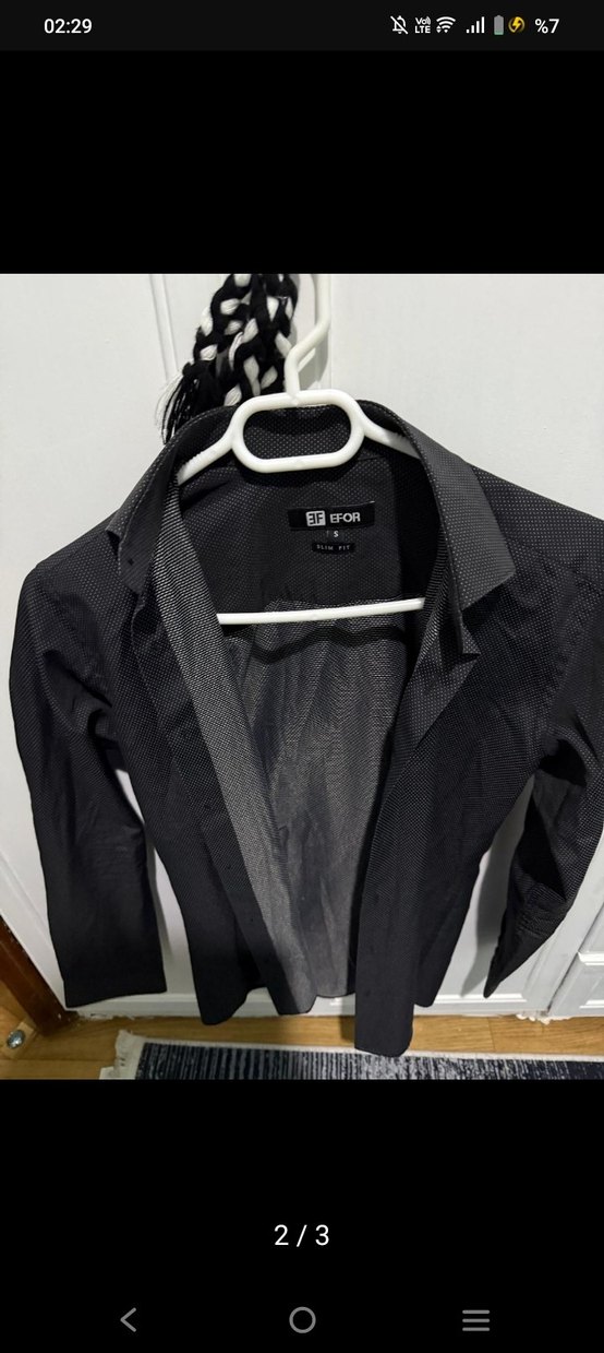 Erkek Siyah ve Gri Kuşaklı Uzun Kollu Gömlek - Görsel 2