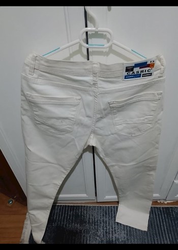 Beyaz Bel Kemerli Regular Fit Denim Pantolon - Görsel 2
