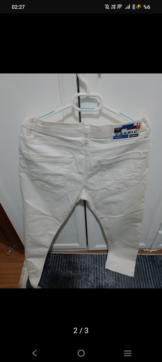 Beyaz Bel Kemerli Regular Fit Denim Pantolon - Görsel 2