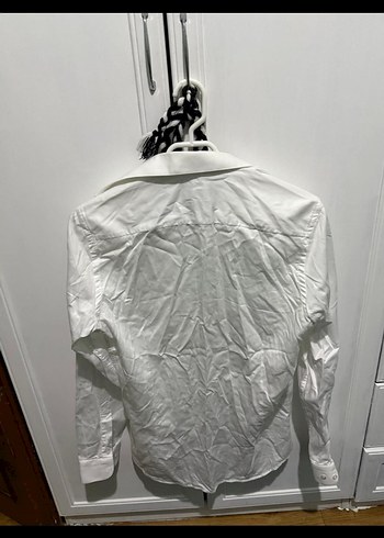 Beyaz Keten Erkek Gömlek, Uzun Kollu, Düğmeli - Görsel 3