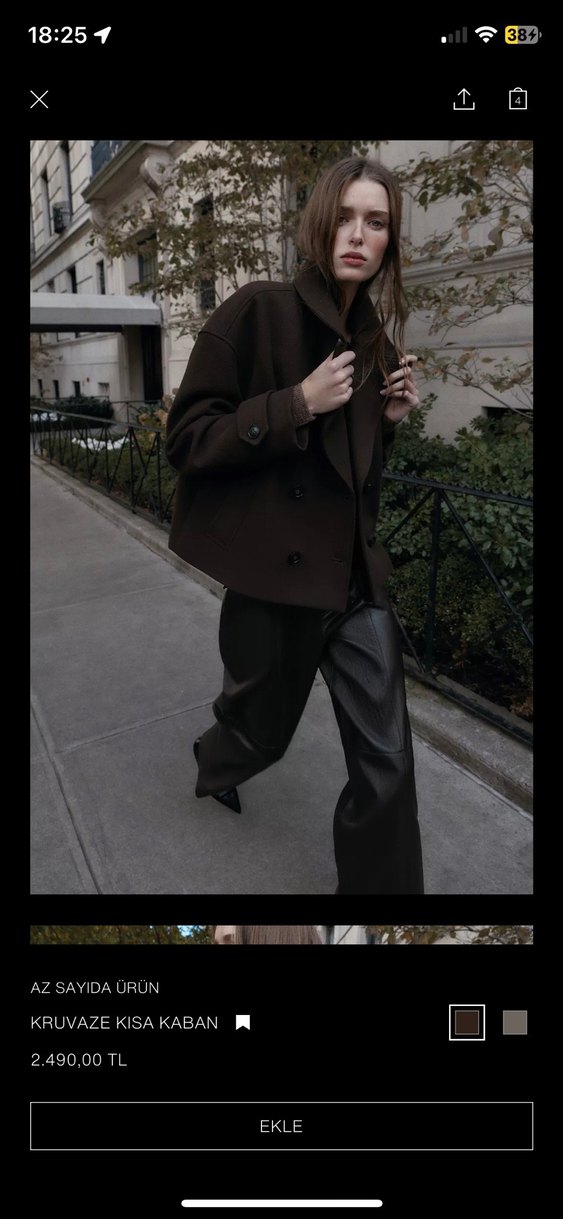 Kahverengi zara ceket - Görsel 3