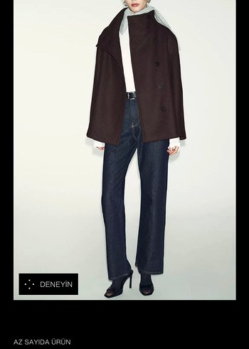 Kahverengi Düğmeli Kadın Denim Kaban - Görsel 7