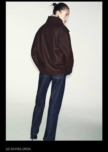 Kahverengi Düğmeli Kadın Denim Kaban - Görsel 4