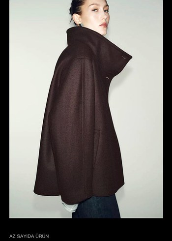 Kahverengi Düğmeli Kadın Denim Kaban - Görsel 3