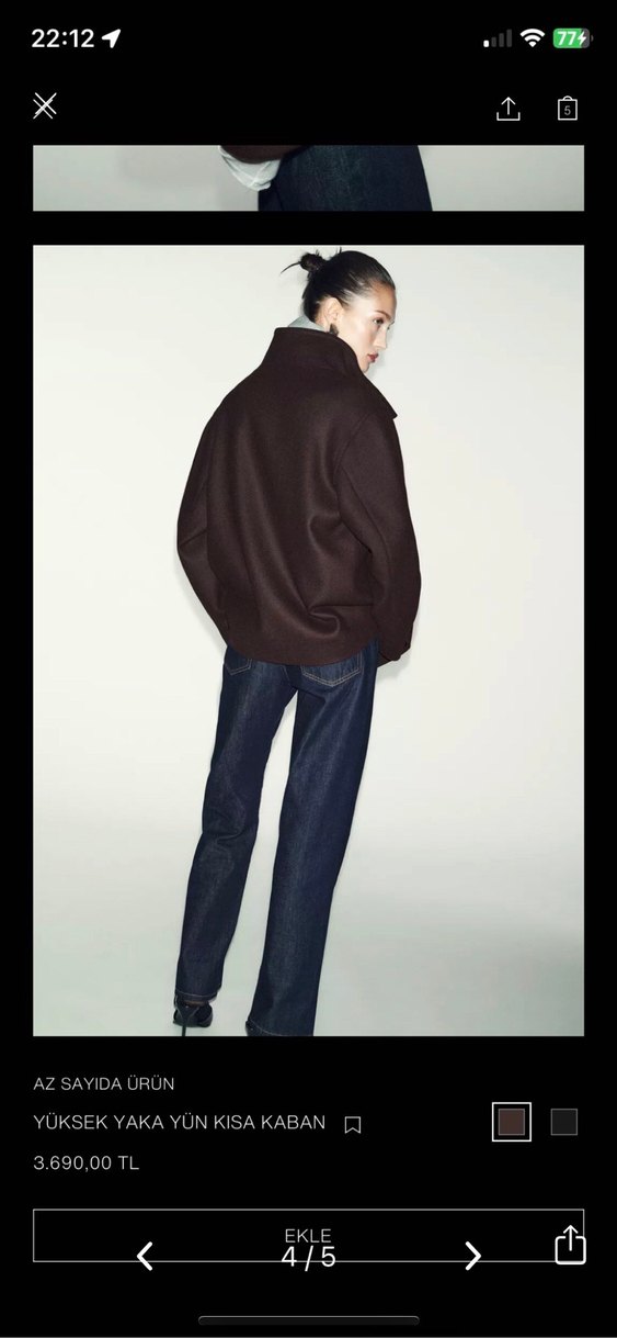 Kahverengi Düğmeli Kadın Denim Kaban - Görsel 4