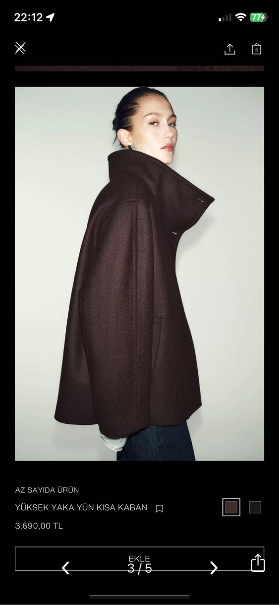 Kahverengi Düğmeli Kadın Denim Kaban - Görsel 3