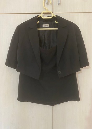 Kısa Kollu Siyah Kadın Takım Elbise - Görsel 4