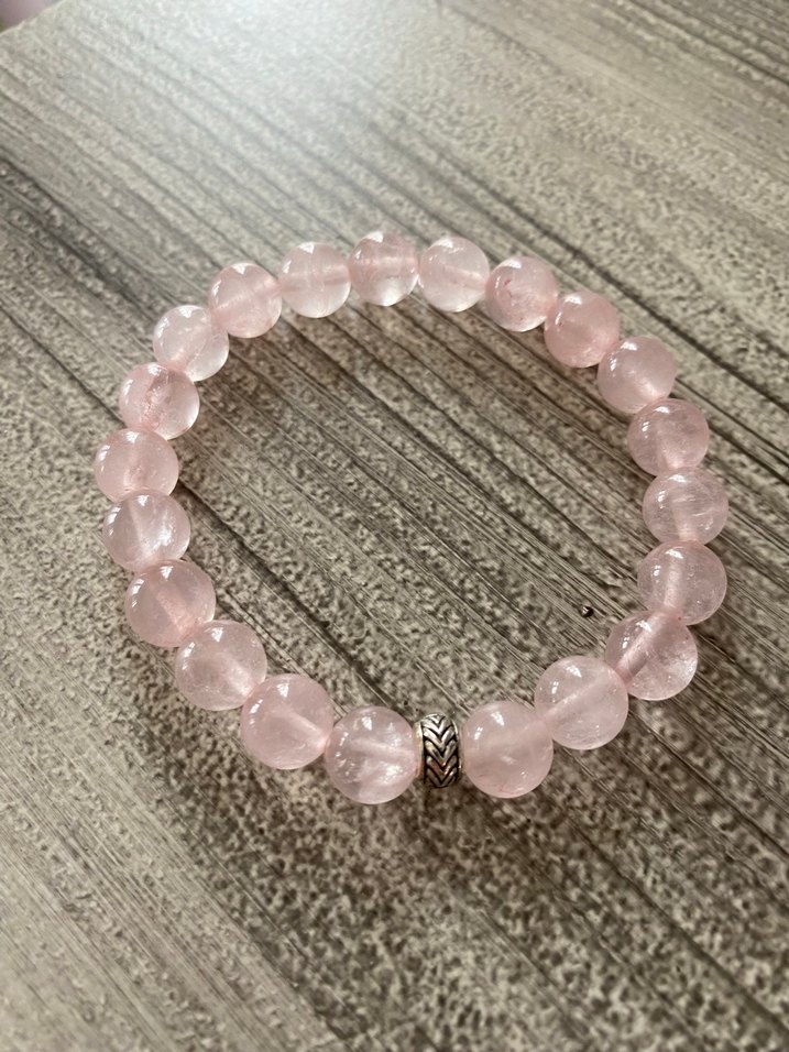 Pembe Kuvars doğal taç Bileklik - Görsel 2
