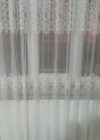 Nakışlı Beyaz Tül Perde - Görsel 4