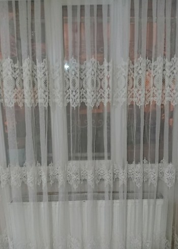 Nakışlı Beyaz Tül Perde - Görsel 3