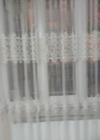 Nakışlı Beyaz Tül Perde - Görsel 5