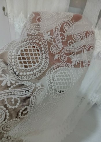 Nakışlı Beyaz Tül Perde - Görsel 7