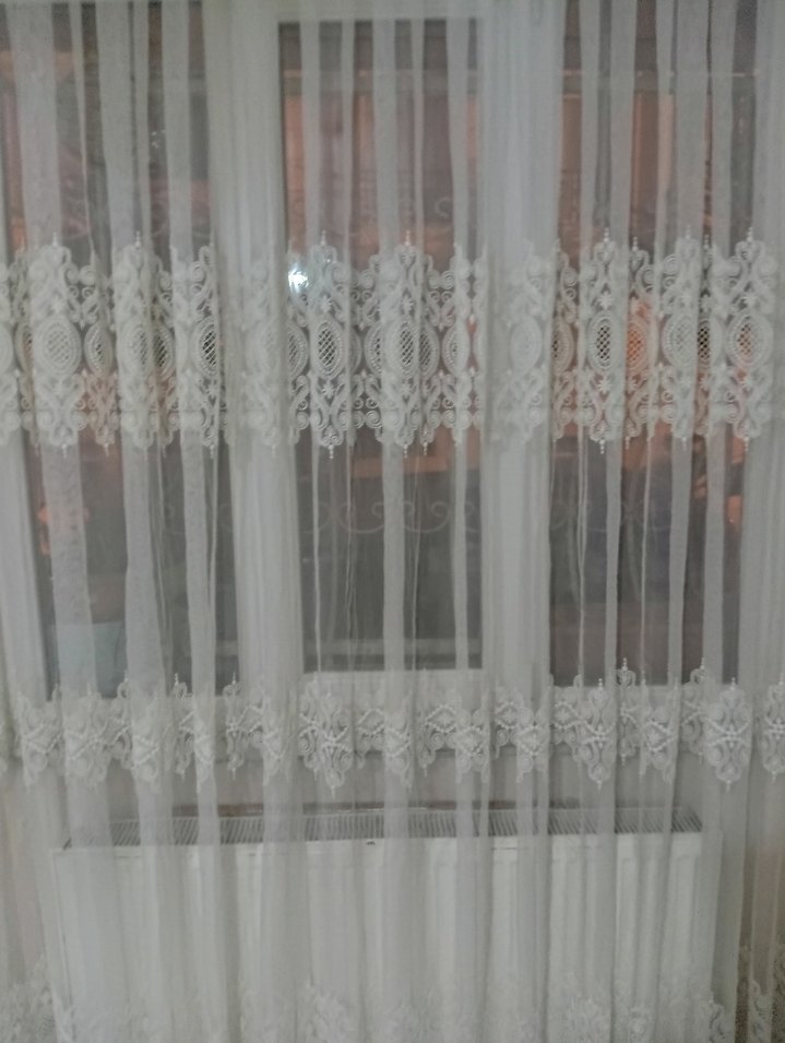 Nakışlı Beyaz Tül Perde - Görsel 3