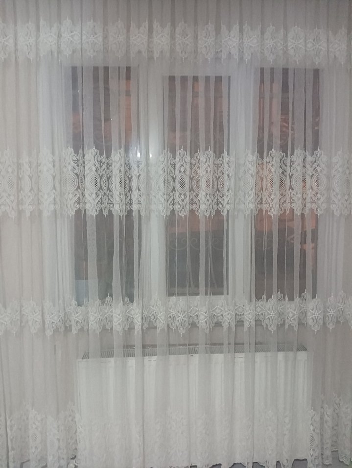 Nakışlı Beyaz Tül Perde - Görsel 2