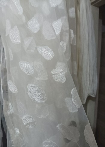 Gri halkalı beyaz modern perde - Görsel 3