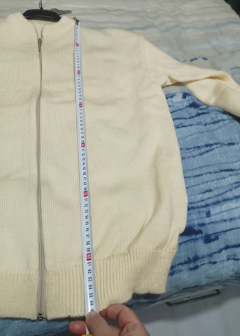 Beyaz Fermuarlı Erkek Sweatshirt el örgüsü - Görsel 5