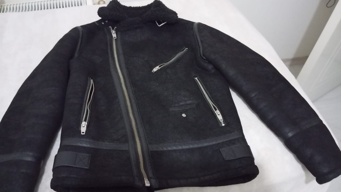 Siyah Süet Fermuarlı Biker Ceket - Görsel 2