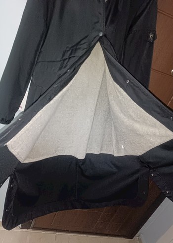 Siyah Uzun Kadın Ceket Kürklü Kapüşonlu - Görsel 7