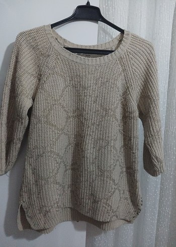 Bej Yılan Desenli Triko Kadın Kazak - Görsel 2