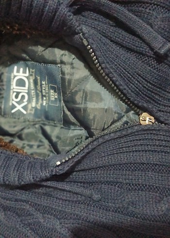 Mavi Kapüşonlu Örgü Erkek Kazak - Görsel 6