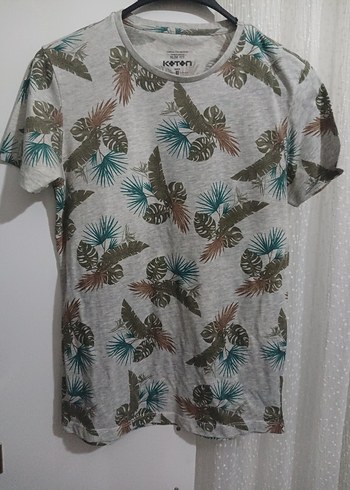 Gri Baskılı Koton Erkek Tişört - Görsel 4