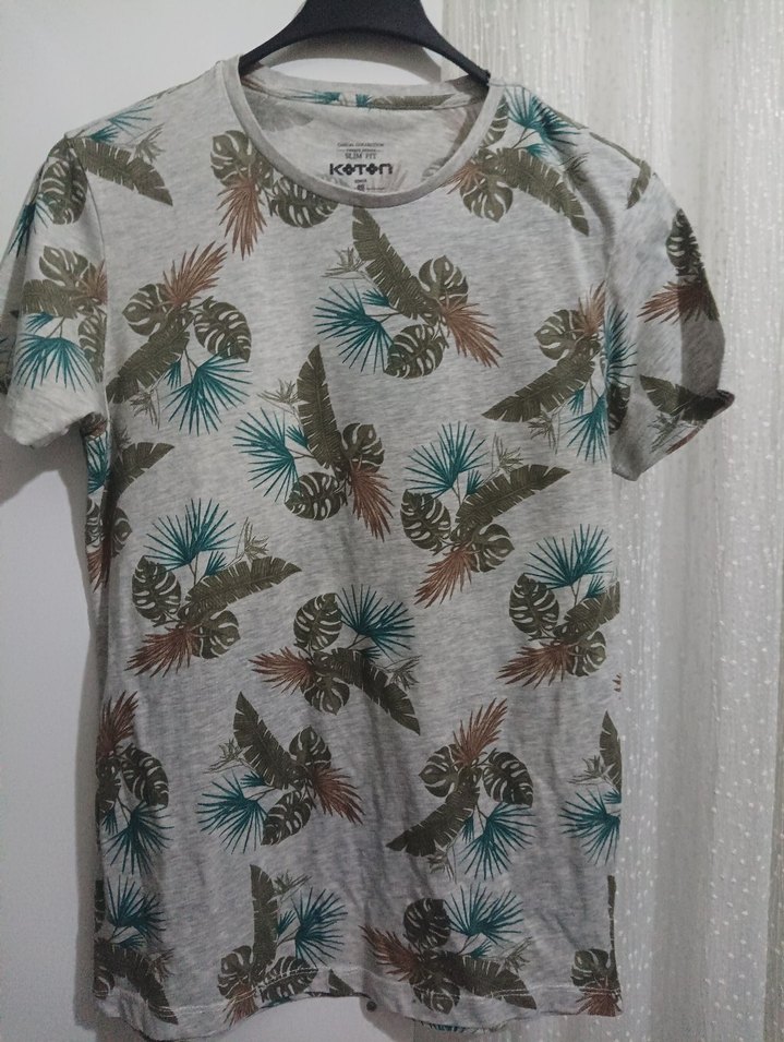 Gri Baskılı Koton Erkek Tişört - Görsel 2