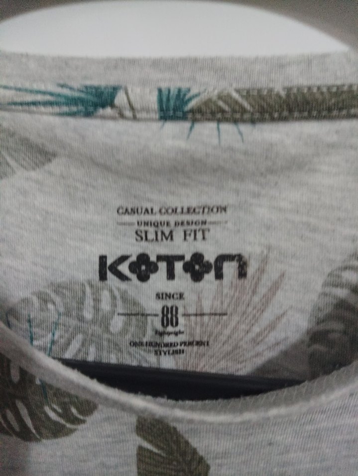 Gri Baskılı Koton Erkek Tişört - Görsel 5