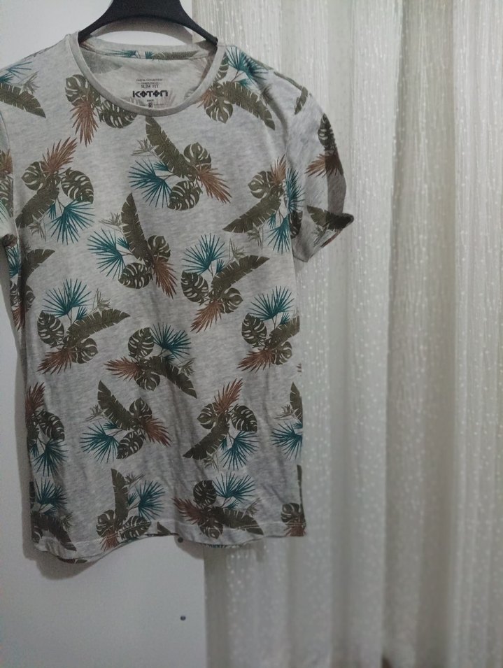 Gri Baskılı Koton Erkek Tişört - Görsel 3