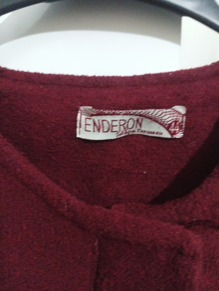 Bordo Uzun Düğmeli Kadın Kaban - Görsel 5