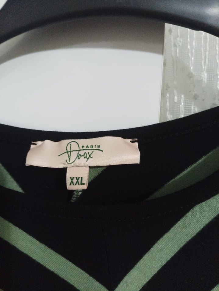 Kadın Yeşil Çizgili Salaş Triko Kazak - Görsel 4