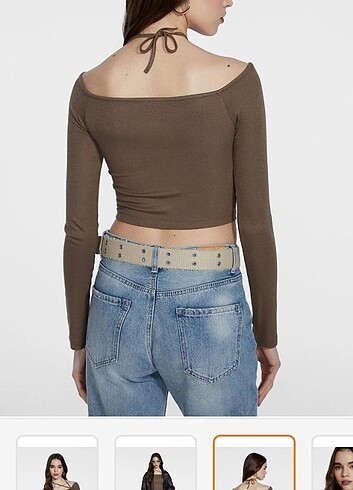 Stradivarius kahverengi crop