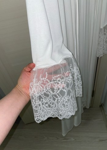 Uzun Kollu Beyaz Kadın Sabahlık takım hamile giyim lohusa - Görsel 5