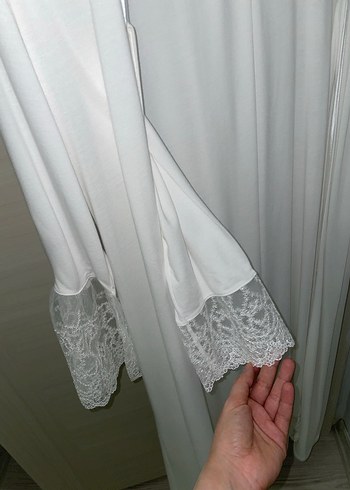 Uzun Kollu Beyaz Kadın Sabahlık takım hamile giyim lohusa - Görsel 7