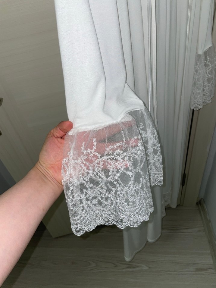 Uzun Kollu Beyaz Kadın Sabahlık takım hamile giyim lohusa - Görsel 5