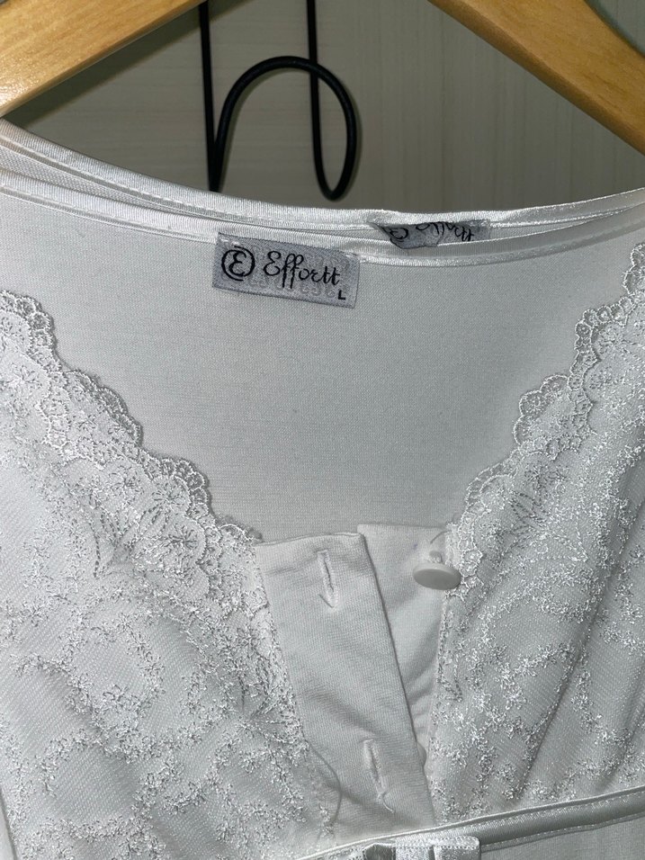 Uzun Kollu Beyaz Kadın Sabahlık takım hamile giyim lohusa - Görsel 4