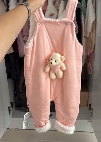 Peluş Detaylı Pembe Bebek Kız Tulum