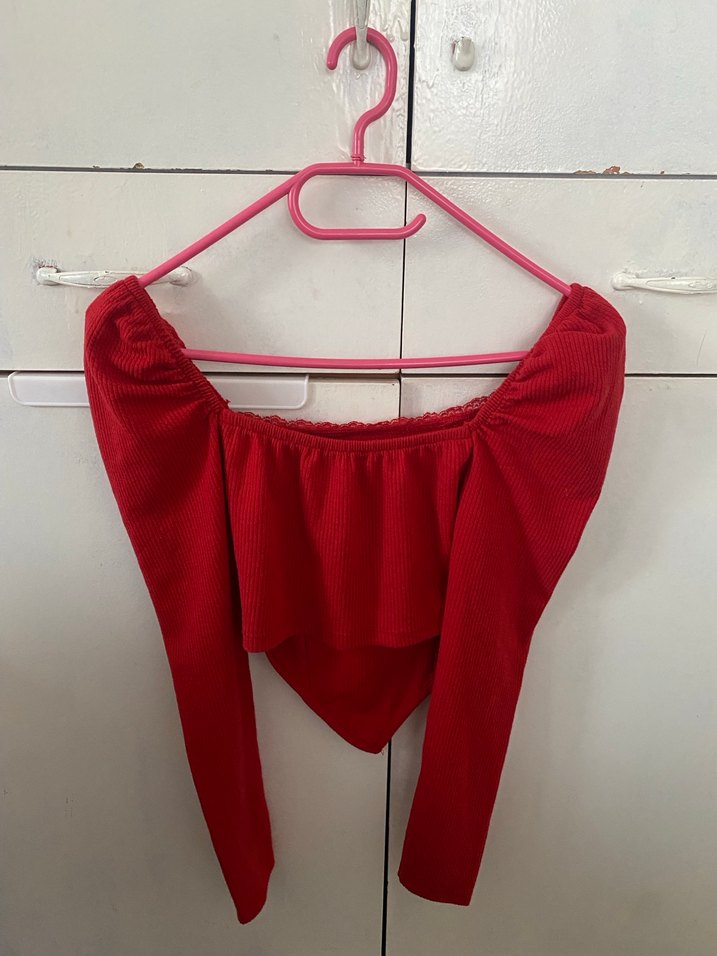 Kırmızı asimetrik bluz - Görsel 2