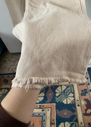 Bej Bol Kesim Midi Kadın Pantolon - Görsel 2