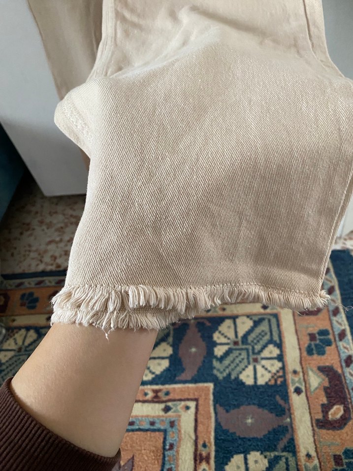 Bej Bol Kesim Midi Kadın Pantolon - Görsel 2