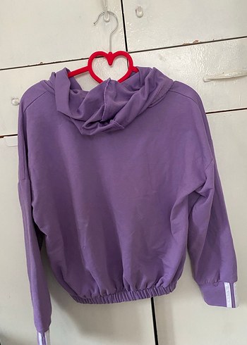 Kadın Mor Kapüşonlu Sweatshirt - Görsel 2