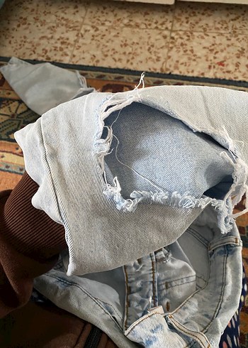 Kadın Mavi Rahat Kesim yırtık Kot Pantolon - Görsel 2