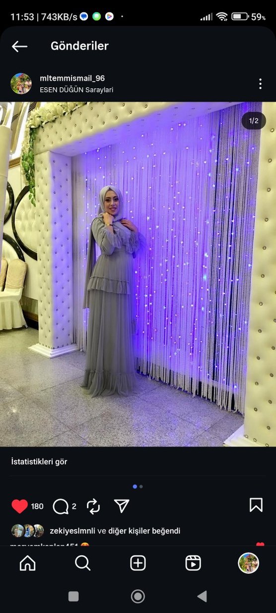 Gri Uzun Drapeli Tesettür Abiye - Görsel 2