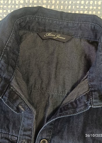 Lacivert Düğmeli Kot Elbise - Görsel 4